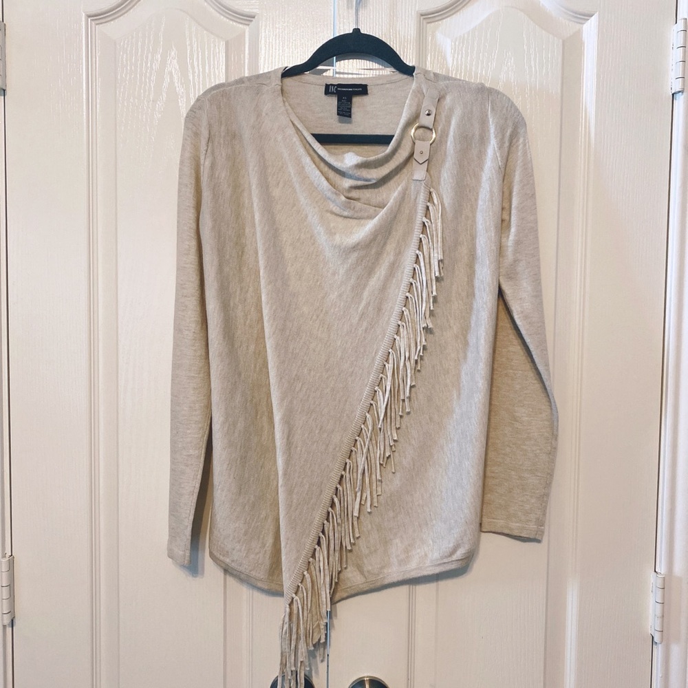 INC International Concepts Open Fringe Long Sleeves Cardigan Size XS